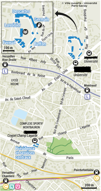 carte de où se trouve le campus par rapport aux transports