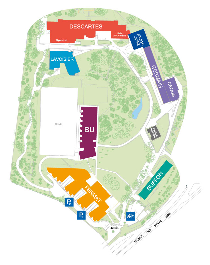 Plan du site de l'UFR des Sciences avec les différents bâtiments